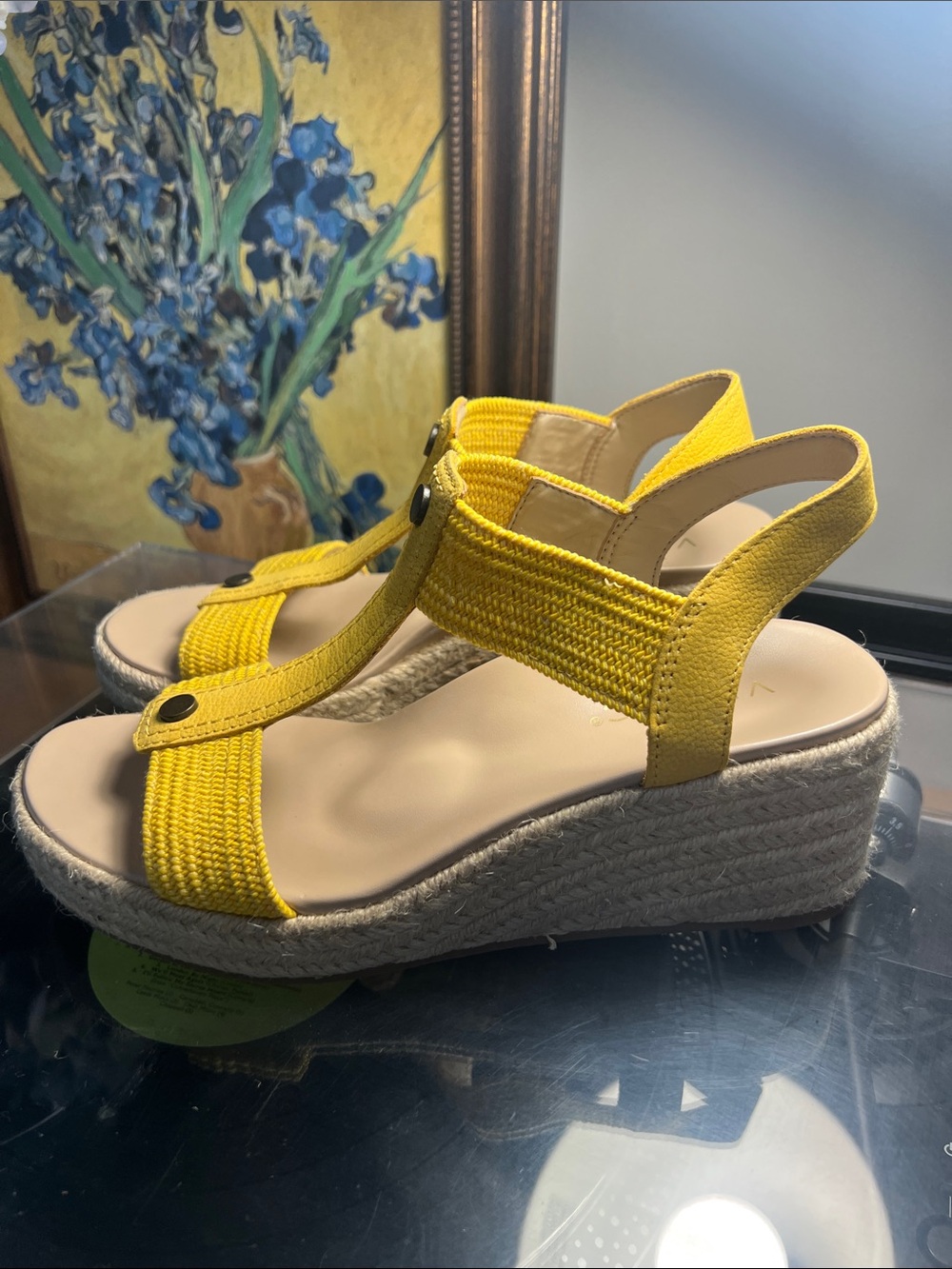 VIONIC Yellow Canvas Espadrille Wedge Sandals - Picture 4 of 7